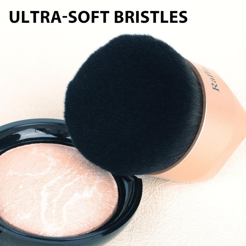 Raffaello Angled kabuki Foundation Brush: Fast, Flawless Foundation - Dense Soft Bristles for Streak-Free Liquid, Cream & Powder - Ergonomic Handle for Effortless Blending & Buffing (Champagne Gold) - Image 5